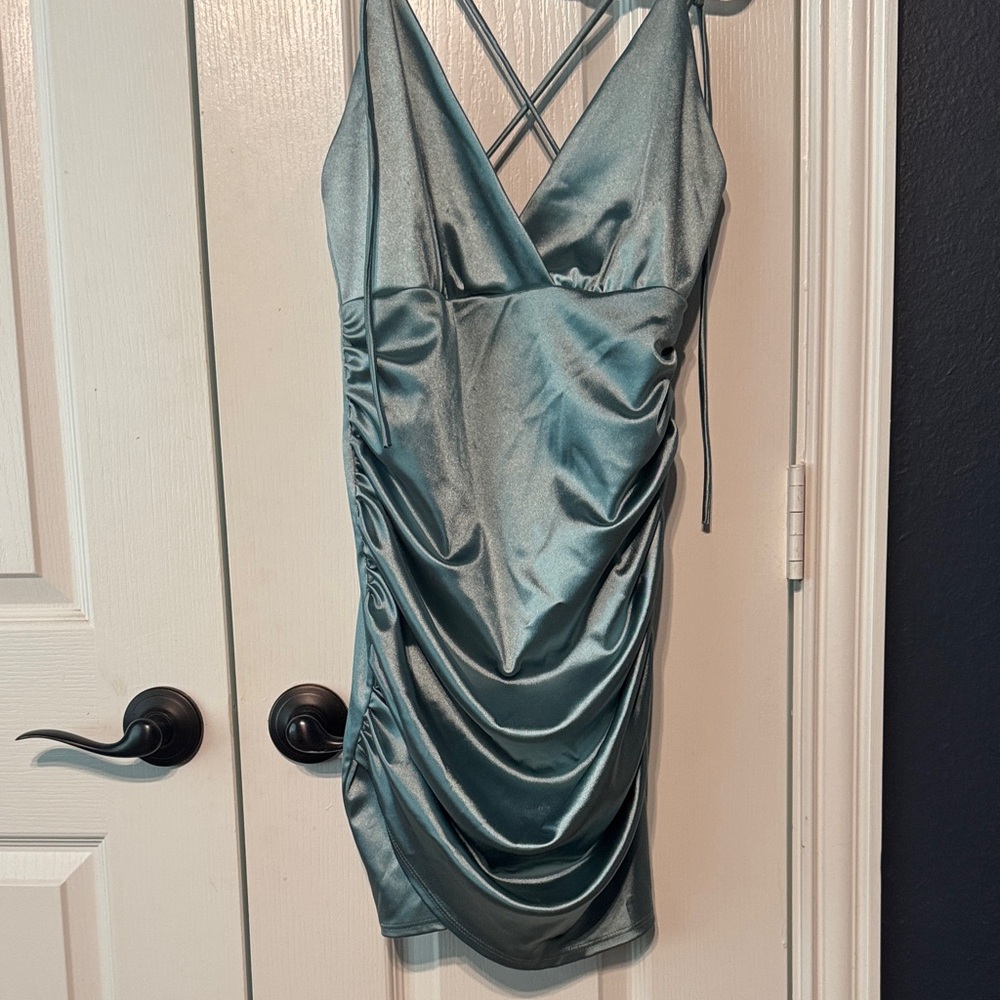 Sleek Metallic Dress with Ruched Detail